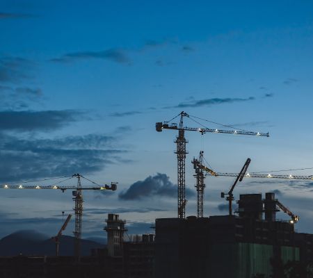 Construction cranes skyline